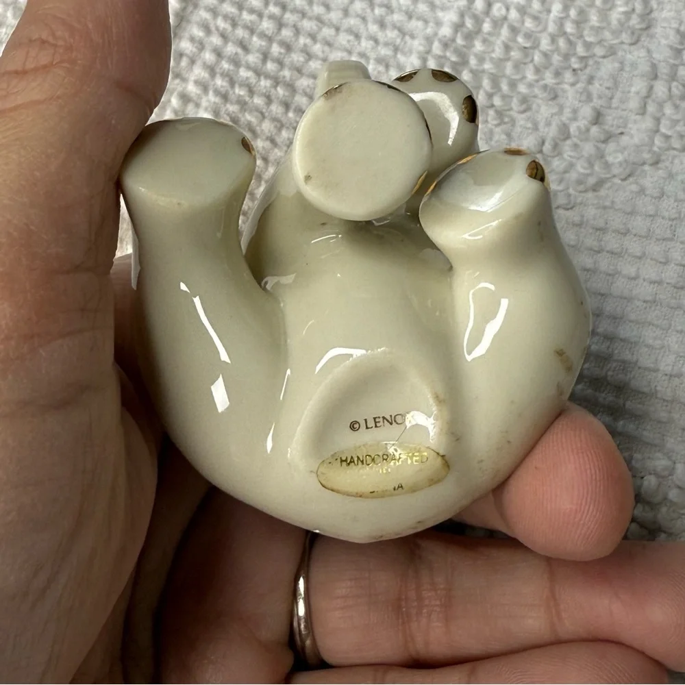 Lenox Handcrafted Porcelain Elephant Figurine Gold Accents Trunk Up Sitting 2.5